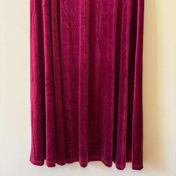 Vintage M wine red maxi skirt velvet metallic sheen classic pink BRATZ - Picture 3 of 7